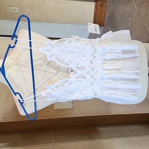 XS FREE PEOPLE WHITE LACE TANK NWT